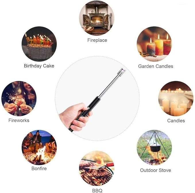 USB Rechargeable Electric LED Display Stick Windproof Lighter with Long Flexible Neck