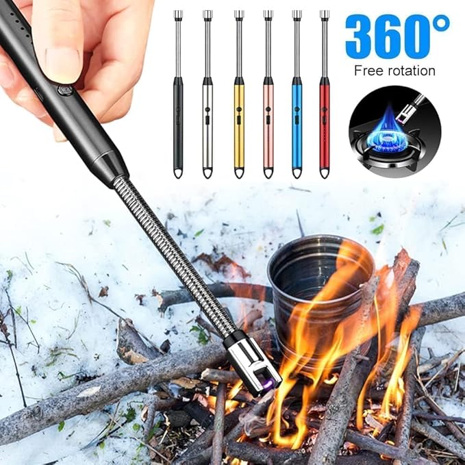 USB Rechargeable Electric LED Display Stick Windproof Lighter with Long Flexible Neck